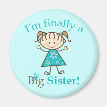 I'm Finally a Big Sister Stick Figure Girl Fridge Magnet