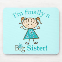 I'm Finally a Big Sister Stick Figure Girl Mouse Pads