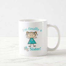 I'm Finally a Big Sister Stick Figure Girl Coffee Mugs