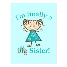 I'm Finally a Big Sister Stick Figure Girl Postcard