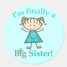 I'm Finally a Big Sister Stick Figure Girl Stickers