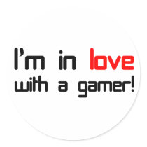 I'm in Love with a Gamer Round Stickers