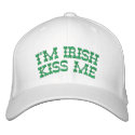 I'M Irish, Kiss Me Monogram at the Back embroidered hats