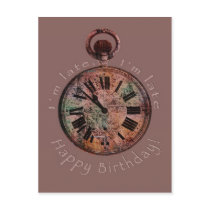 I'm Late, I'm Late Belated Birthday Postcard