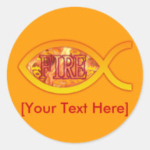 I'm on FIRE for Christ - Christian Fish Symbol Stickers
