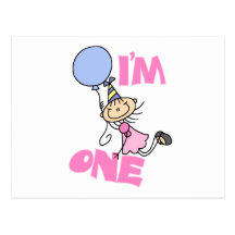 I'm One Stick Figure Girl Birthday Postcard