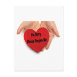 I'm Sorry Please Forgive Me Valentine Hands postcards