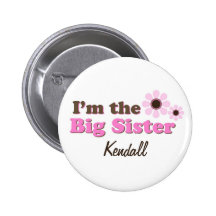 I'm The Big Sister Mod Flowers Personalised Button