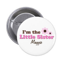 I'm The Little Sister Mod Flowers Personalised Button