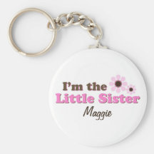 I'm The Little Sister Mod Flowers Personalised Keychain