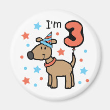I'm Three Doggie Fridge Magnets