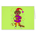 "Im Three" Sock Monkey -Adorable Kids t-shirts cards