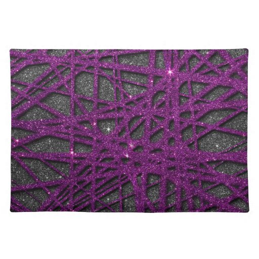 Image of black and purple stripe glitter place mat
