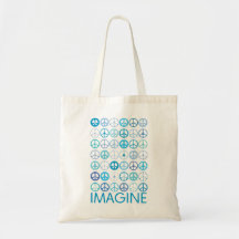 IMAGINE - Blue International Peace Signs Bag