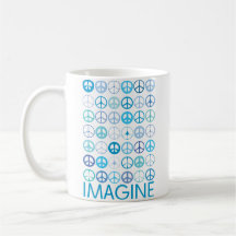 IMAGINE - Blue International Peace Signs Mug