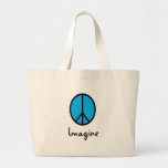 Imagine BLUE peace symbol Canvas Bags