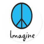 Imagine BLUE peace symbol Stickers