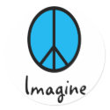 Imagine BLUE peace symbol stickers