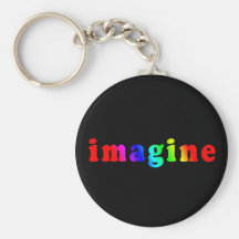 Imagine in Rainbow Colour Lettering Keychains