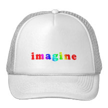 Imagine in Rainbow Colour Lettering Mesh Hats