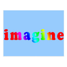 Imagine in Rainbow Colour Lettering Post Cards