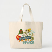 Imagine Peace Abstract Art Canvas Bags