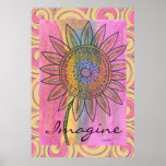 Imagine Peace Tie Dye Flower Poster posters