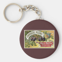Imperial Plums, Vintage Fruit Crate Label Art Keychains
