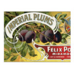 Imperial Plums, Vintage Fruit Crate Label Art Postcard