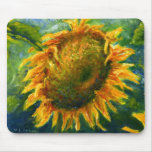 Impressionist Sunflower Face mousepads