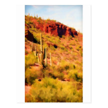 Impressionistic Saguaros Postcard