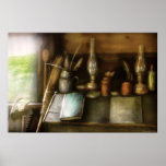 In a carpenter's workshop posters