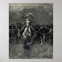 In A Stampede by Remington, Vintage Cowboy