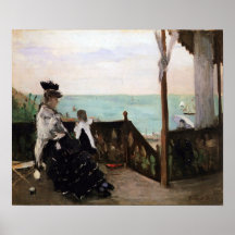 In a villa on the beach by Berthe Morisot Poster