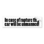 In Case Of Rapture Bumper Stickers