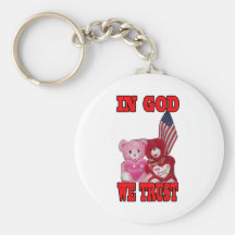In God We Trust Pink And Red Bear Keychain