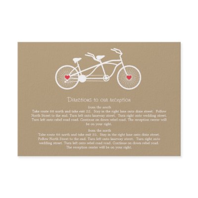 In love brown bicycle wedding direction cards invitation by allyjcat