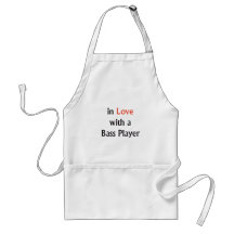 In Love With A Bass Player Red n Black Text Apron
