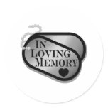 In Memory Dog Tags Round Stickers