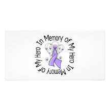 In Memory of My Hero General Cancer Angel Wings Personalized Photo Card