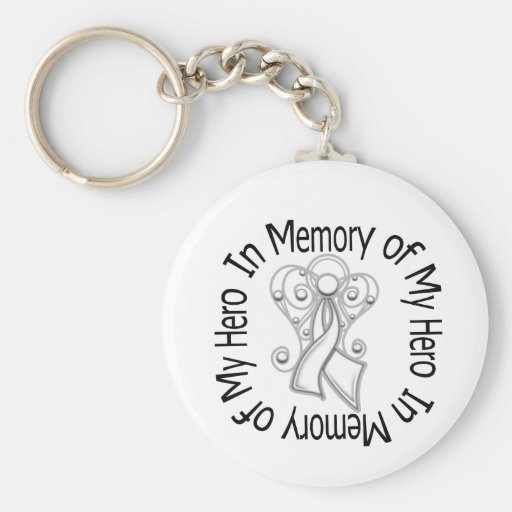 In Memory of My Hero Lung Cancer Angel Wings Key Chains