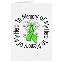 In Memory of My Hero Lymphoma Angel Wings Greeting Cards