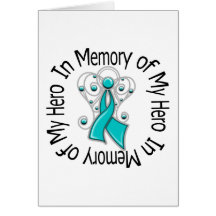 In Memory of My Hero Ovarian Cancer Angel Wings Card