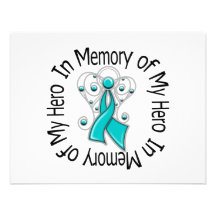 In Memory of My Hero Ovarian Cancer Angel Wings Custom Invites