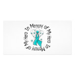 In Memory of My Hero Ovarian Cancer Angel Wings photo cards