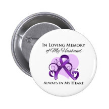 In Memory of My Husband - Pancreatic Cancer Pinback Button