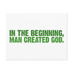 In The Beginning, Man Created God postcards