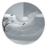 In the clouds round sticker