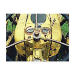 In the Driver's Seat of an Antique Yellow Tractor Postcard