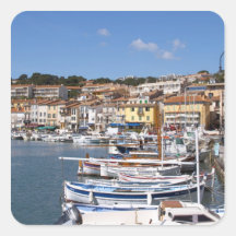 In the harbour in Cassis village. Fishing and Sticker